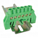 Izol. sina uzemljenja N/PE 6P zelena230/400VAC. 100A. 6×9mm.